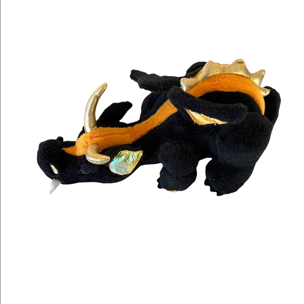 Ganz Webkinz Lava Dragon Plush 11" Gold Horns Eyes Black Orange Soft NO CODE
